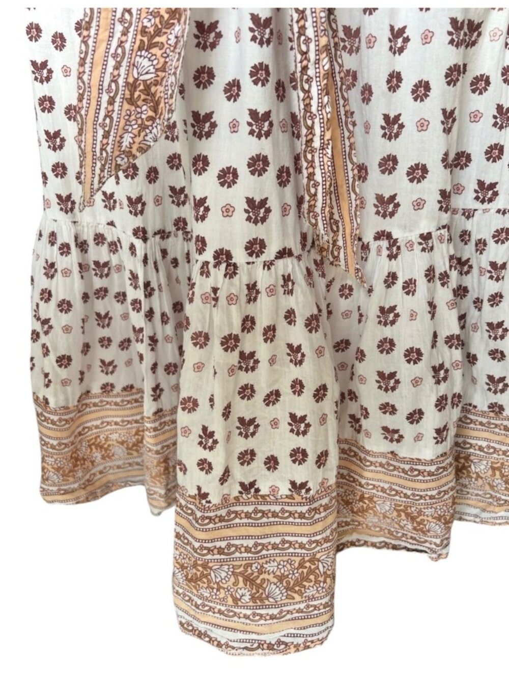 Cleobella Blakey Midi Dress Women's S White Rust Lined Cotton NWT Boho Floral - Picture 7 of 16